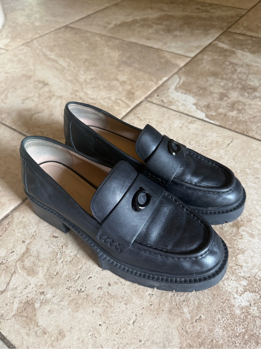 Coach Lena Black Platform Loafers